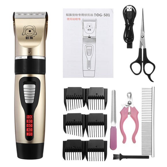 Pet Dog Hair Clipper Grooming Trimmer Kits Cordless Quiet Electric E-Shaver Epilator Set