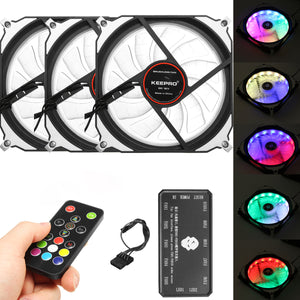 3 Pcs RGB LED 366 Modes Quiet Computer Case PC Cooling Fan 120mm+Remote Control DC 12 V