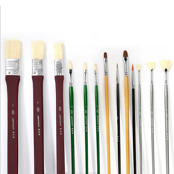Brush Mix Set Professional Proportion Wolf Chrome Plated Wood Rod Watercolor Paint Brush Set