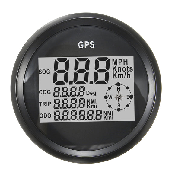 GPS Speedometer Waterproof Digital Odometer Gauge Black For Vehicle