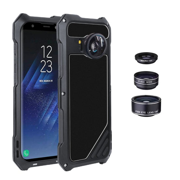 198 Fisheye Lens+15X Macro Lens+Wide Angle Lens+Aluminum Case For Samsung Galaxy S8/S8 Plus