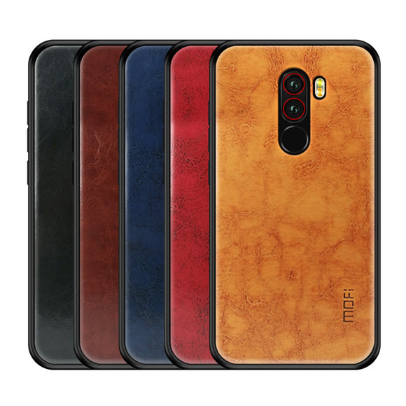 Mofi Shockproof PU Leather Pattern Soft TPU Back Cover Protective Case for Xiaomi Pocophone F1