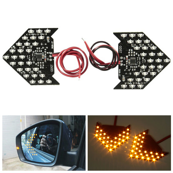 2 x 27 3528 SMD LED Sequential Flash Side Rear View Mirror Turn Signal Light
