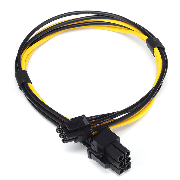 18AWG 27cm Mini 6 Pin Male To PCI-E 6 Pin Male Power Extension Cable Video Card