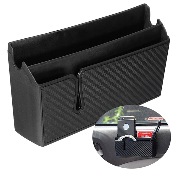 PVC Carbon Fiber Style Car Air Vent Arm Rest Storage Box Organizer Holder for Phone Card
