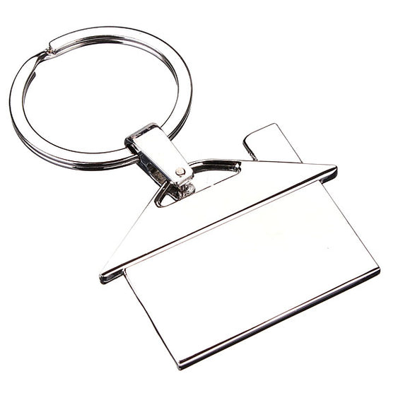 Creative Metal Chrome House Model Key Chain Keyring Pendant Gift Decor Silver