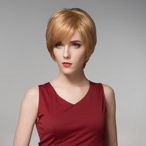 12 Colors Straight Short Side Bang Human Hair Wig Virgin Remy Mono Top Capless