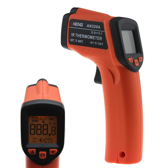 ANENG AN320A Laser LCD Digital IR Infrared Thermometer Temperature Meter Gun Point -50-380 Degree