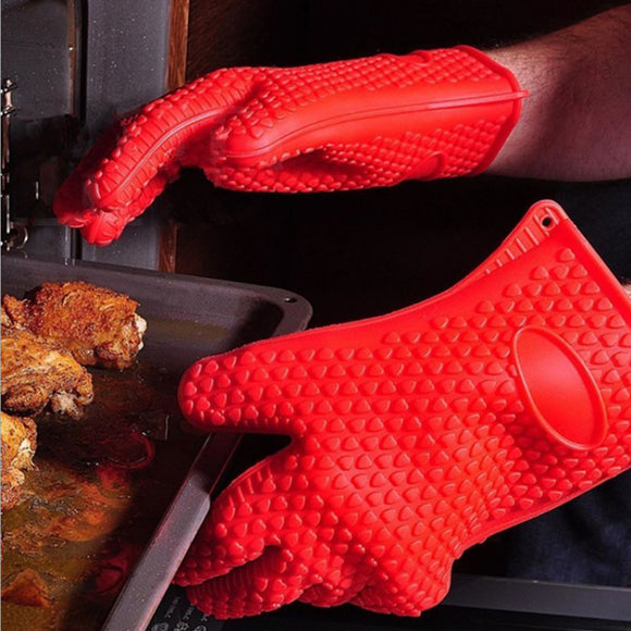 Honana Thicken Silicone Heat Resistant Glove Grilling Gloves Antiskid BBQ Cooking Protective Gloves