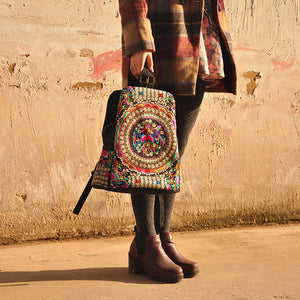 National Style Fashion Embroidery Bag Shoulder Bag Backpack For Women