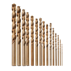 Drillpro 15pcs 1.5-10mm HSS M35 Cobalt Twist Drill Bit for Metal Stainless Steel Aluminium Copper