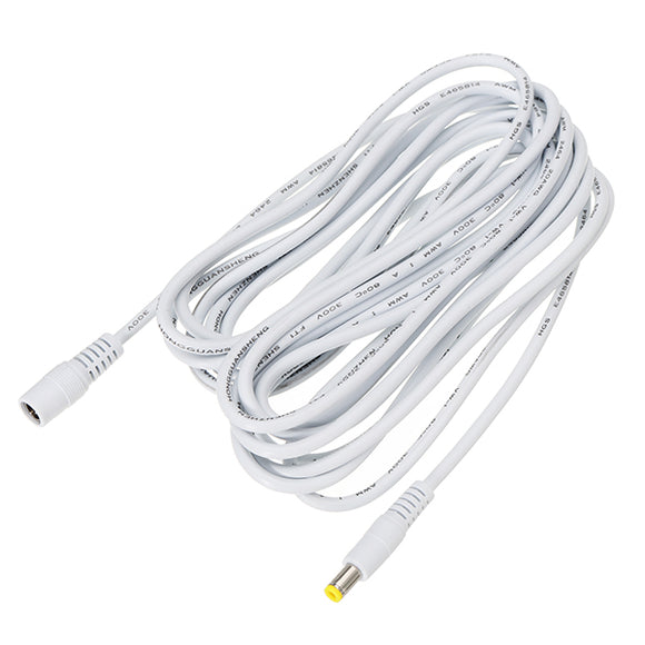 5M DC12V 5A 20AWG Power Cord Extension Wire Cable Connector Female to Male 5.5*2.1mm