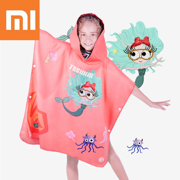 Xiaomi TOSWIM Children Absorbent Bathtowel UPF50+ Camping Travel Beach Soft Swimming Cape Cloak Breathable Absorbent Kids Hooded Towel