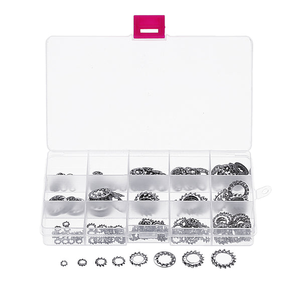 Suleve MXSW9 M3 to M12 External Internal Tooth Washer Multi-tooth Star Lock Washers Assortment