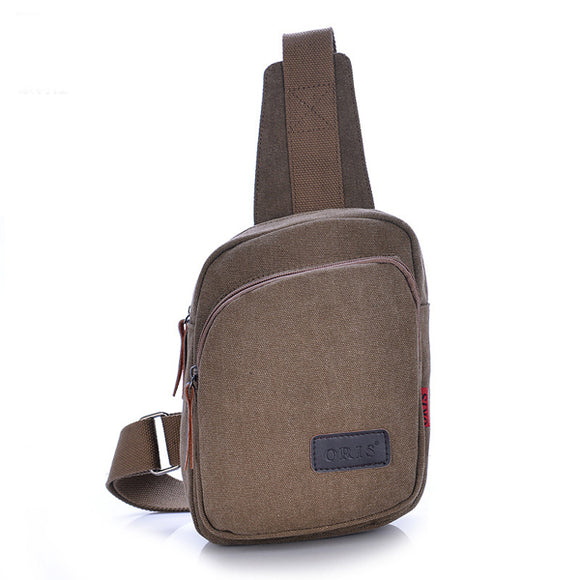 Men Canvas Casual Crossbody Bag Outdoor Cycling Hiking Chest Bag