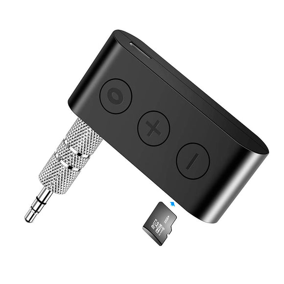 Bakeey bluetooth 5.0 Car Kit Receiver Adapter AUX 3.5MM Jack MP3 Music Player With Mic Handsfree Support TF Card Playback