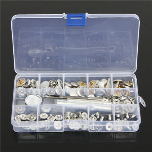 33pcs 15mm Brass Canvas Buckle Quick Snap Fastener Buttons Screws Kits