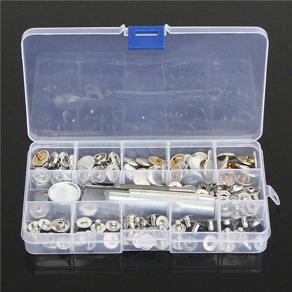 33pcs 15mm Brass Canvas Buckle Quick Snap Fastener Buttons Screws Kits