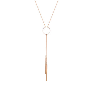 Elegant Rose Gold Plated Fashion Geometric Hoop Bar Tassel Pendant Long Necklace for Women Gift