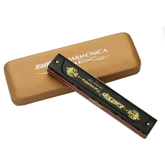 Easttop T22K 22 Holes Polyphony Harmonica C Key Black Color for Children Beginner