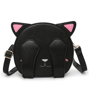 Women PU Leather Cartoon Cute Cat Animal Pattern Shoulder Bag Crossbody Bag