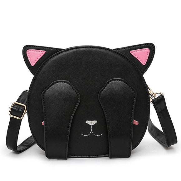 Women PU Leather Cartoon Cute Cat Animal Pattern Shoulder Bag Crossbody Bag