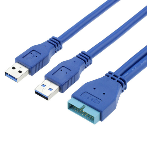 25cm Dual USB 3.0 to 20Pin Adapter Data Cable for Motherboard Expansion