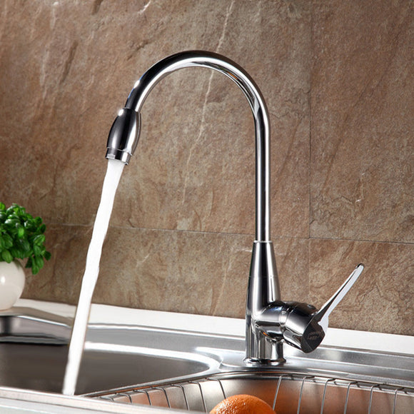 Red-crowned Crane Single Hole Hot and Cold High Curved Basin Kitchen Faucet