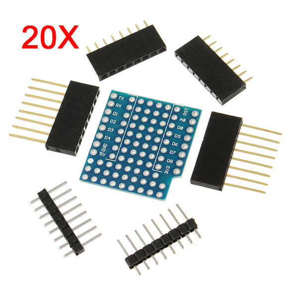 20Pcs WeMos ProtoBoard Shield For WeMos D1 Mini Double Sided Perf Board Compatible