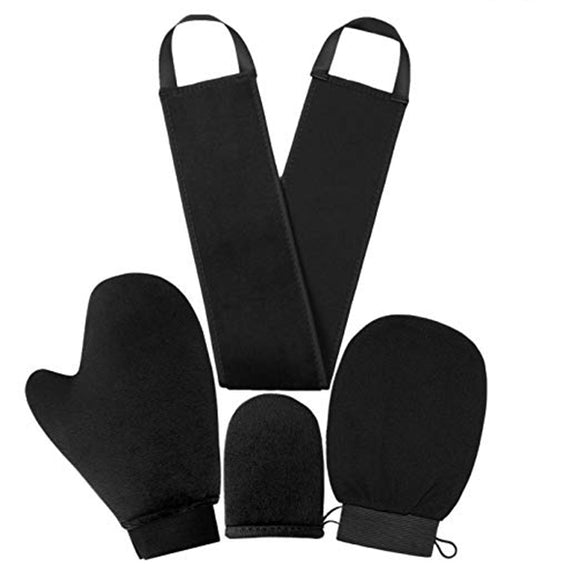 4 in 1 Self Tanning Mitt Kit Back Lotion Applicator Exfoliating Glove Mini Mit