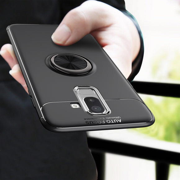 C-KU 360 Rotating Ring Grip Kicktand Protective Case For Samsung Galaxy J8 2018