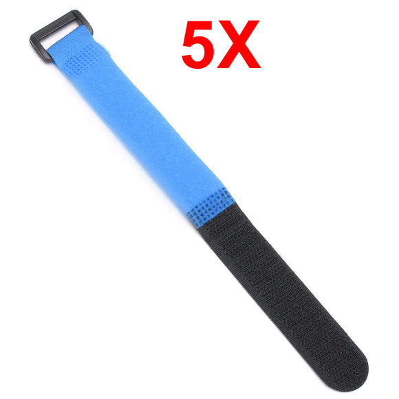 5pcs 2cm x 20cm Multicolor Reusable Nylon Hook Loop Cable Cord Ties Tidy Straps Blue