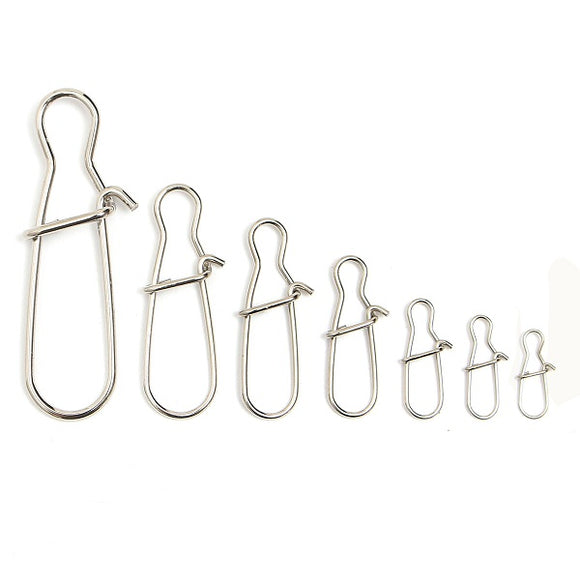 100pcs Multi-Size NiceFastlock Snap Fishing Barrel Swivel Safety Snaps Hooks Connector