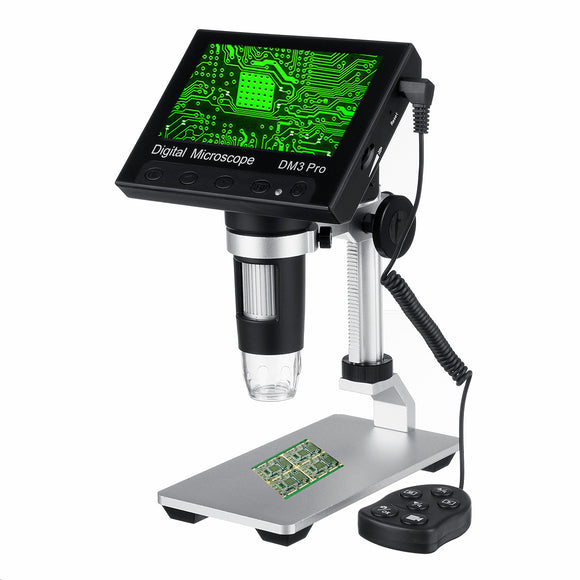 DM3 Pro 1000X 4.3 inch 1080P Remote Control Portable Digital Microscope Magnifier Camera With 8LED Lights Metal Base