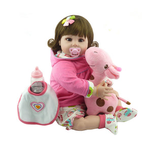 NPK Doll 22'' Reborn Silicone Handmade Lifelike Realistic Newborn Baby Toy For Girls Birthday