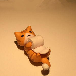 Tiny Q 4CM Little Cat With Winding Of Paper Mini Ornament Articles