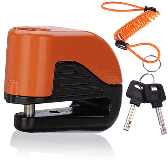 Motorcycle Bike Disc Brake Lock Security Anti Thief Alarm with Spring Reminder Cable