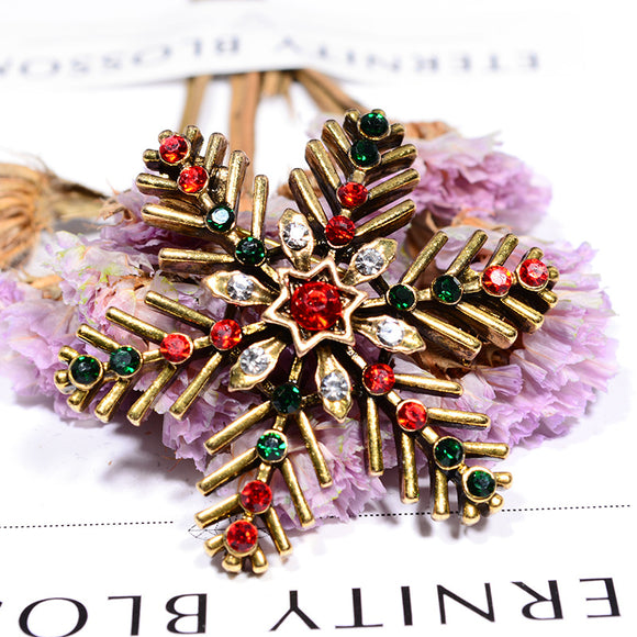 New Creative Design Christmas Brooch Women Jewelry Festival Gift With Colorful Rhinestones
