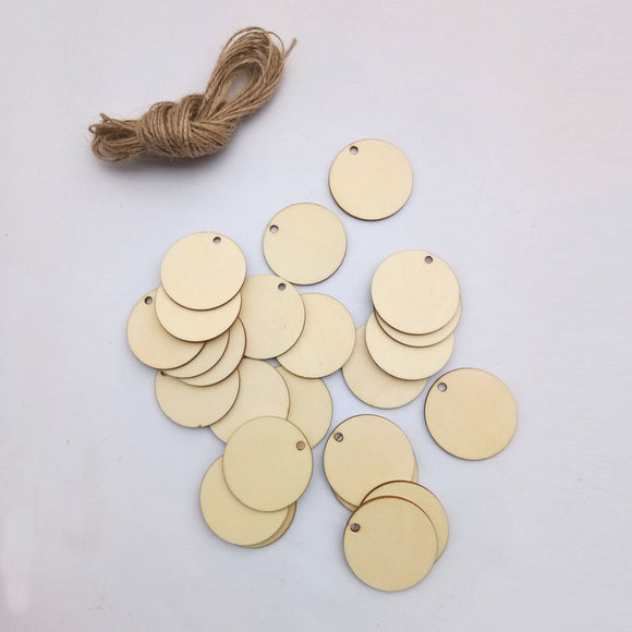 25Pcs Blank Circle Wood Chips Sheet Hanging Tags Ornament Laser Engraving DIY Art Wedding Decor