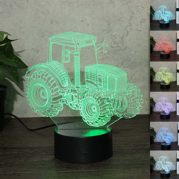 Tractor Drag Racing 3D Night Light Colorful LED USB Lamp Touch Remote Controller