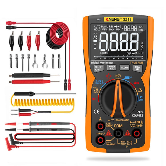 ANENG SZ18 9999 Counts Professional True RMS Digital Multimeter Analog Tester Multimetro DIY Square Wave Output Transistor Capacitor NCV Testers