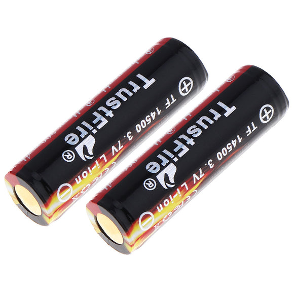 2PCS TrustFire 3.7V 900mAh 14500 Li-ion Rechargeable Battery Lithium Ion Batteries With Protected PCB for LED Flashlights