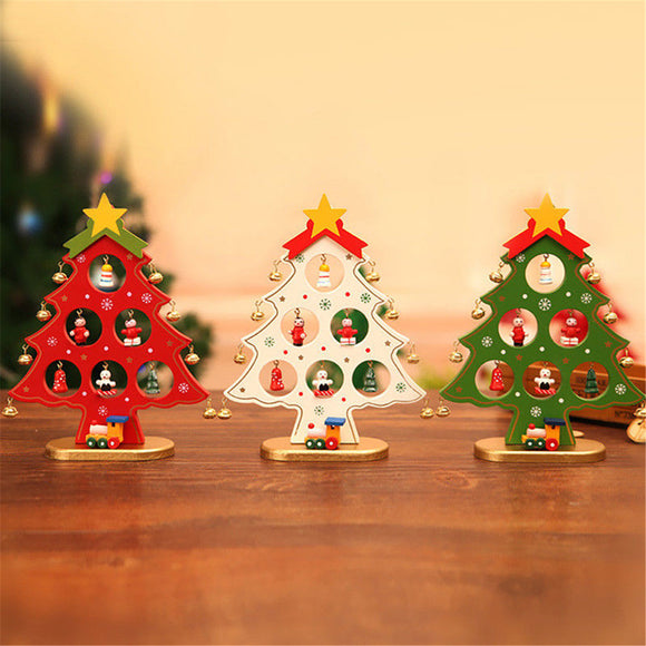 Wooden Christmas Ornaments Festival Party Tree DIY Home Table Decorations