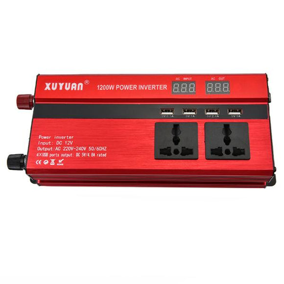 XUYUAN LED 1200W Power Inverter with Screen 12/24 - 220V