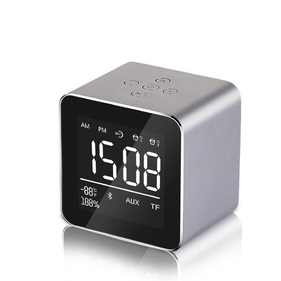 YAyusi V9 Mini Wireless Bluetooth Speaker LED Mirror Alarm Clock FM Radio Stereo Bass Speaker