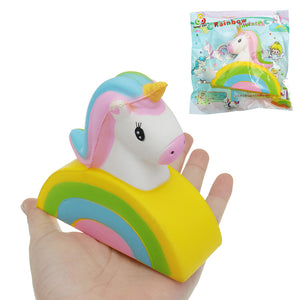 Sanqi Elan Squishy Rainbow Unicorn Horse Slow Rising Cute Animal Toy 11*10*4cm