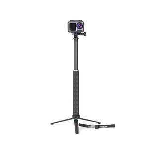 TELESIN GP-MNP-90T 90cm Carbon Fiber Foldable Extendable Selfie Stick with Tripod for Action Sports Camera Smartphone
