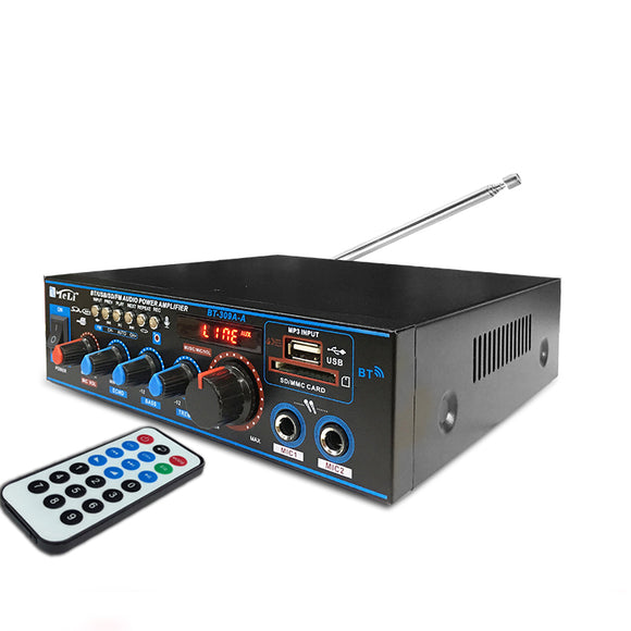 bluetooth Audio Stereo Digital Amplifier USB FM SD Mic Digital LED Display Panel for Home Car