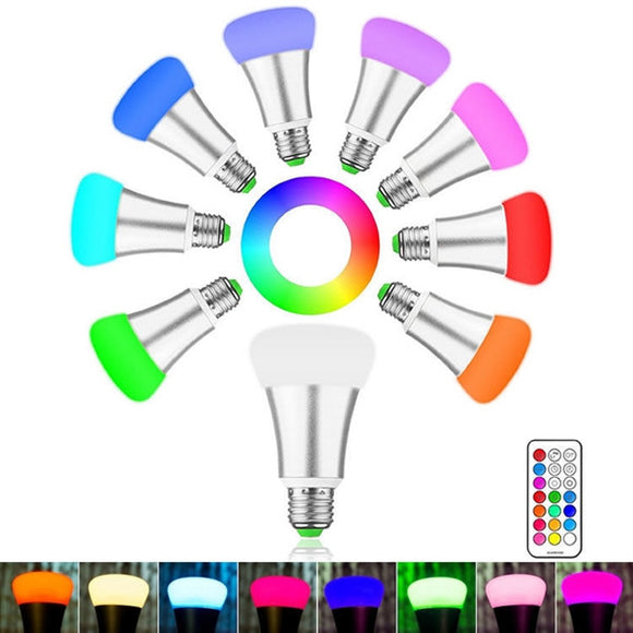 10W E27 RGBW Smart LED Light Bulb Colorful Dimmable Remote Control Globe Lamp AC85-265V