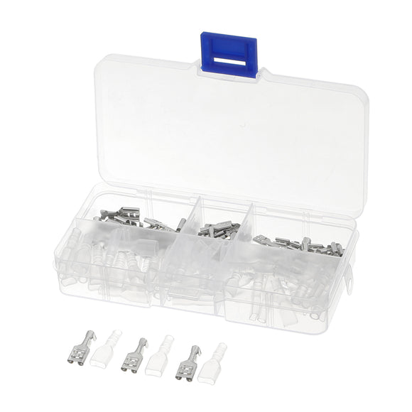 120pcs 60 Pairs Plug Spring Terminal + Transparent Jacket 6.3/4.8/2.8mm Male/Female Pluggable Crimp Terminals Wire Connector B